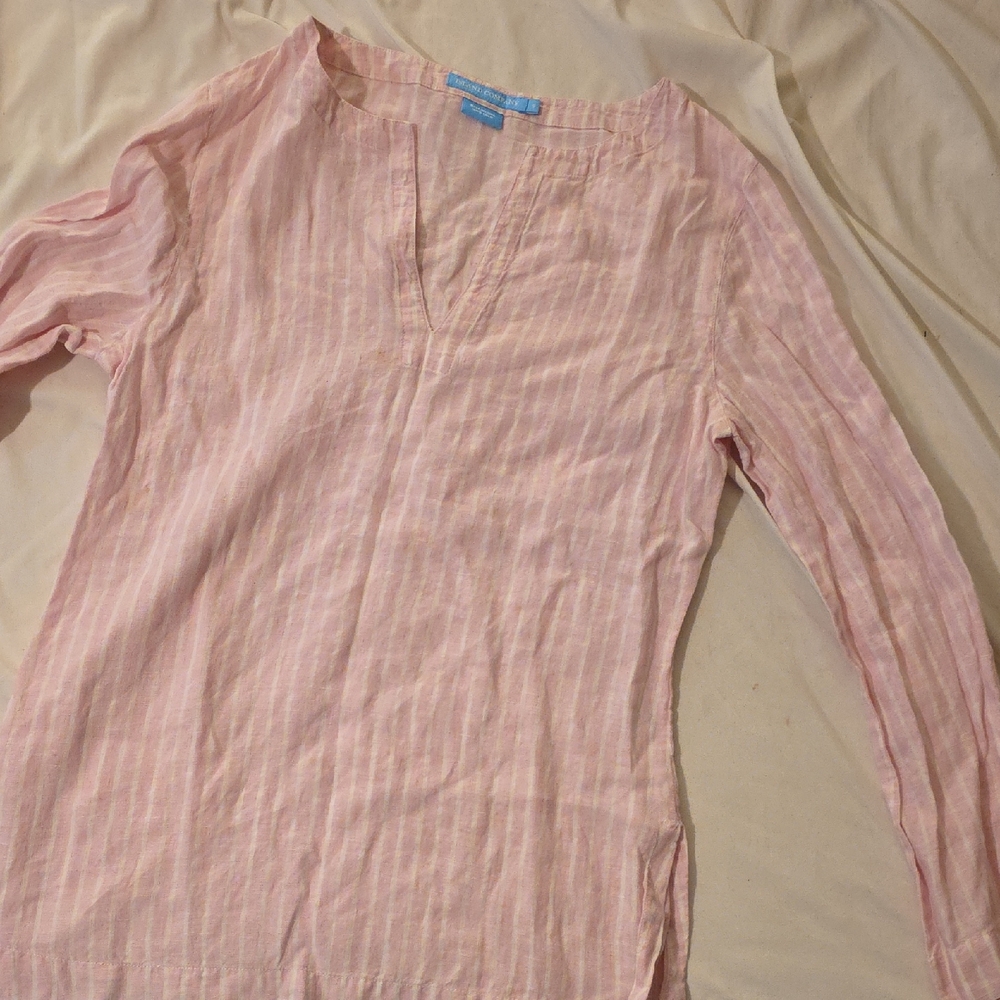 Island Company Pink and Cream Striped Shirt